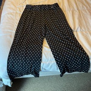 Wide leg black and white polka dot pants, XL!
